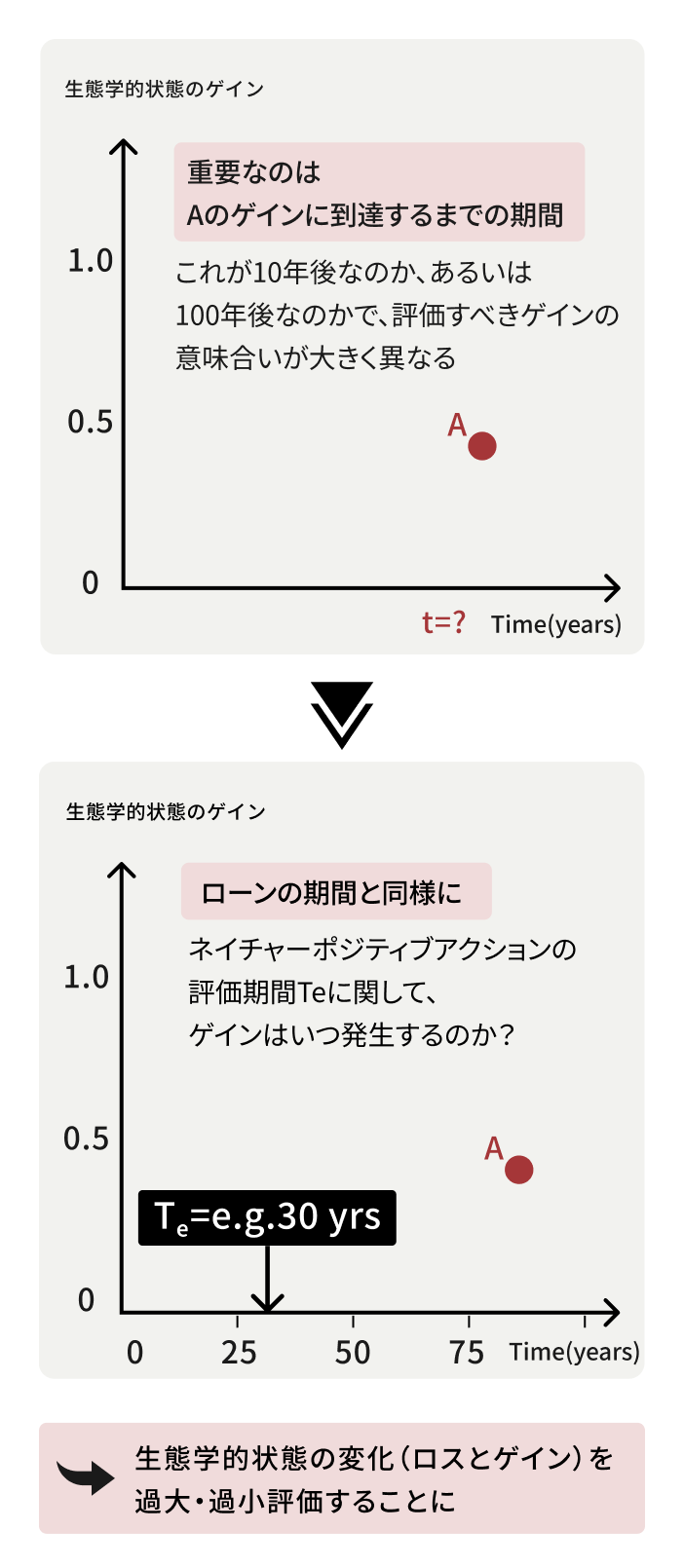 ファイナンスと同様に、ゲイン創出を定量する場合その時間軸が重要